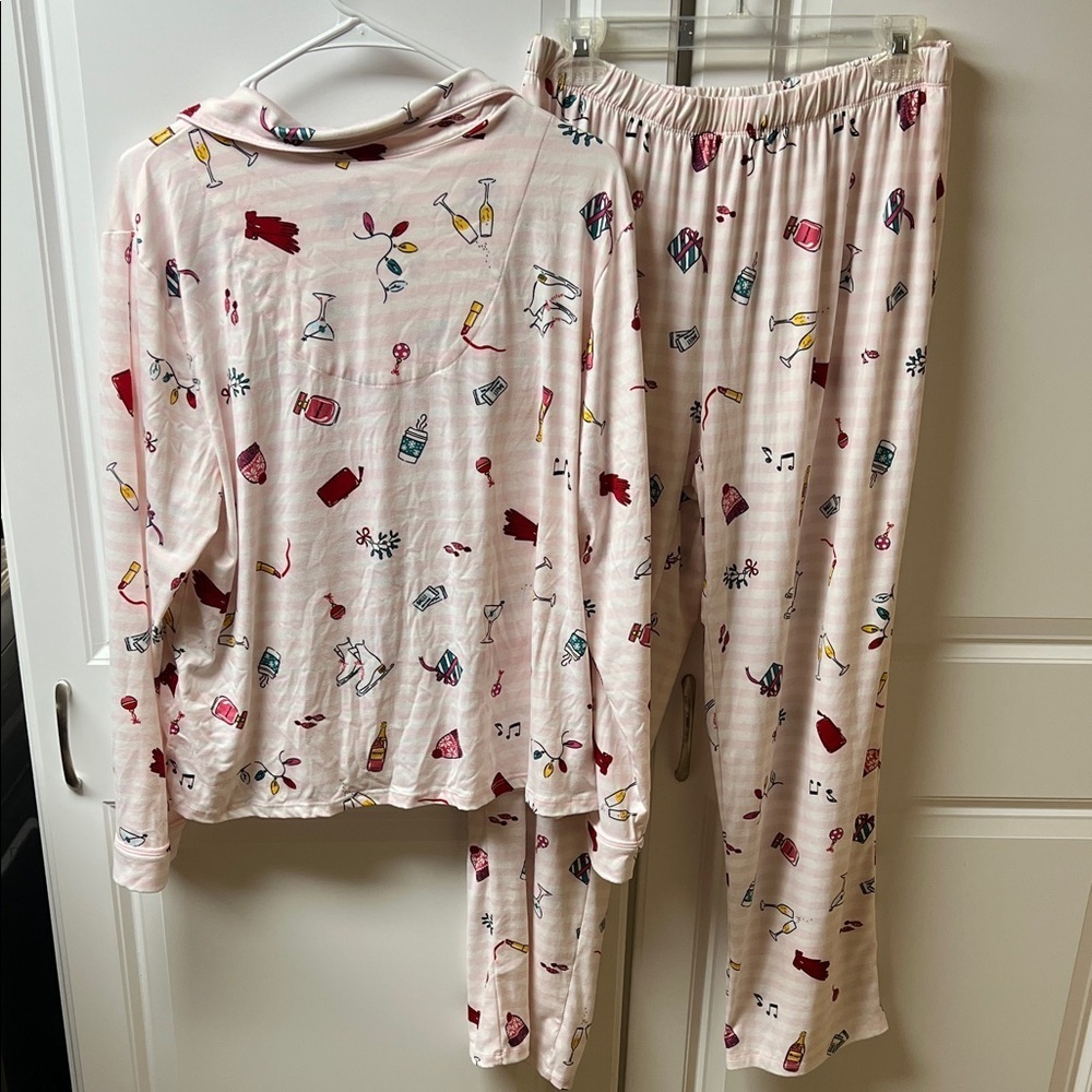 Kate Spade Pink Pajama Set, Womens, Size XL, Christmas Print - Picture 5 of 5